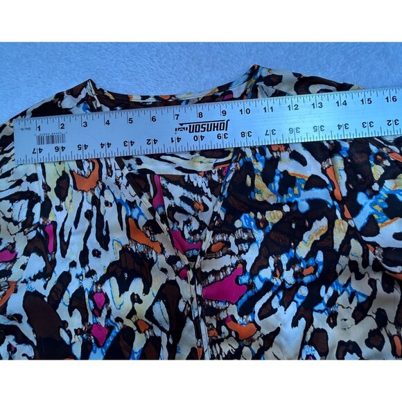 Chico's Womens Multicolor Animal Print 3/4 Sleeve V-Neck Blouse Size 0, US 4/6 - Picture 5 of 7
